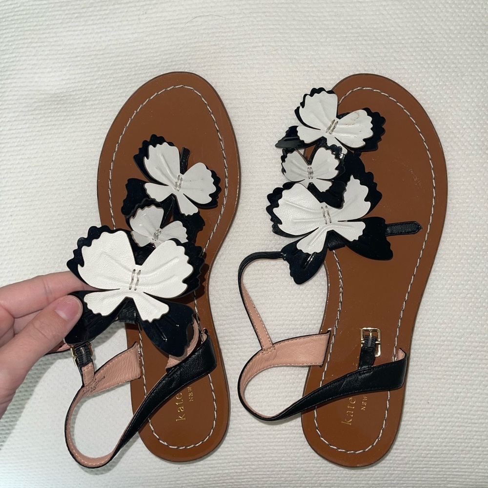 Kate Spade Black and White Butterfly Sandals